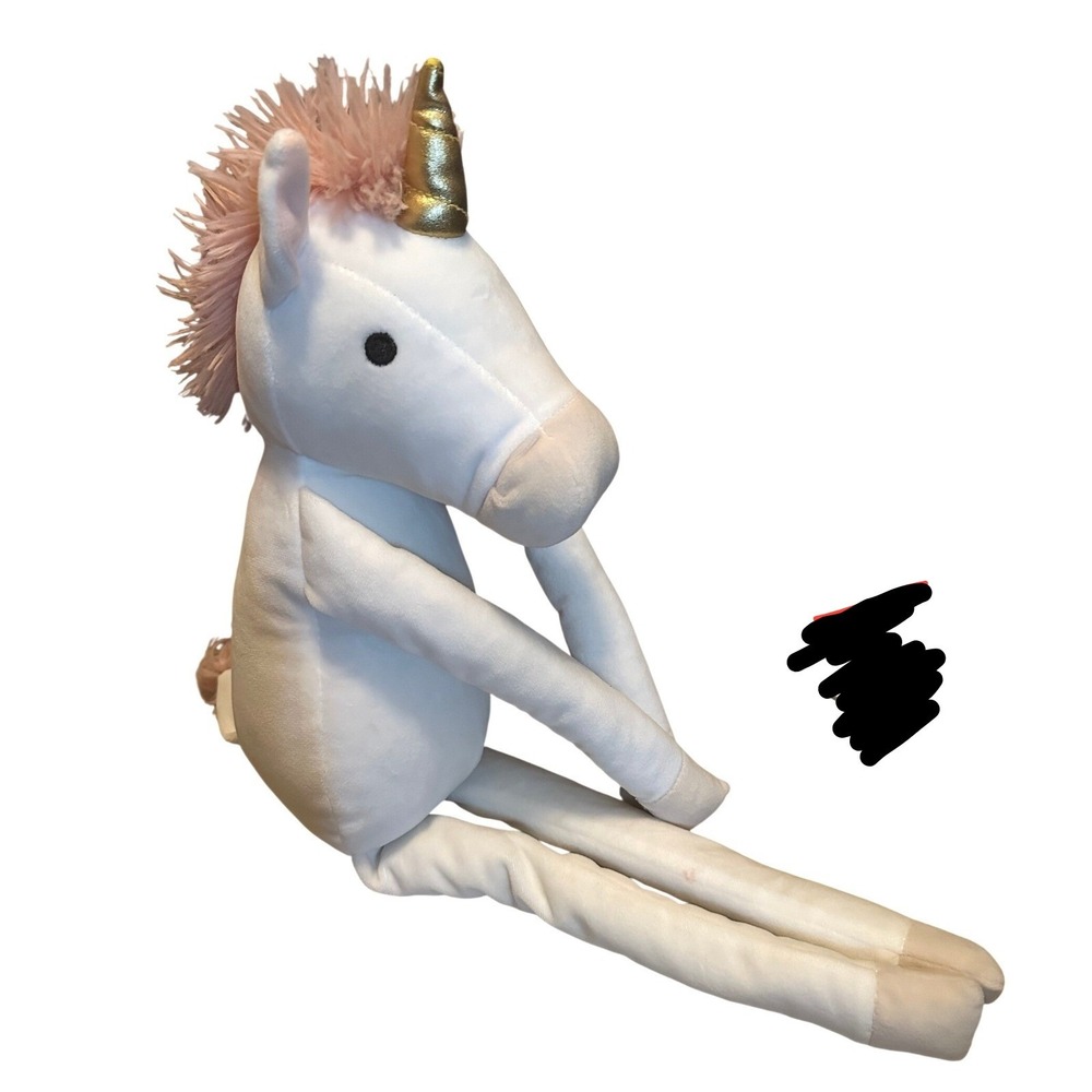 Pillowfort White Unicorn Mini Pillow Plush Gold Horn Pink Mane 22 Inch Toy